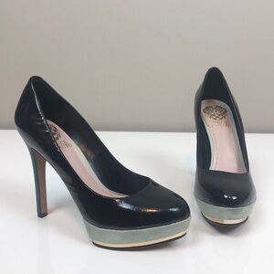 Vince Camuto Black Patent Leather Platform Heels Size 5.5
